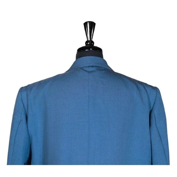 Mens Blazer Blue Wool Blend Dress Formal Suit Jacket Wedding Sport Coat 46R